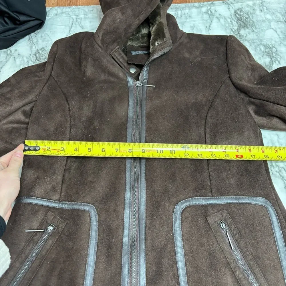 Via Spiga Deadstock 90s Y2K vintage brown espresso Long Coat size small NWT new - Picture 5 of 10